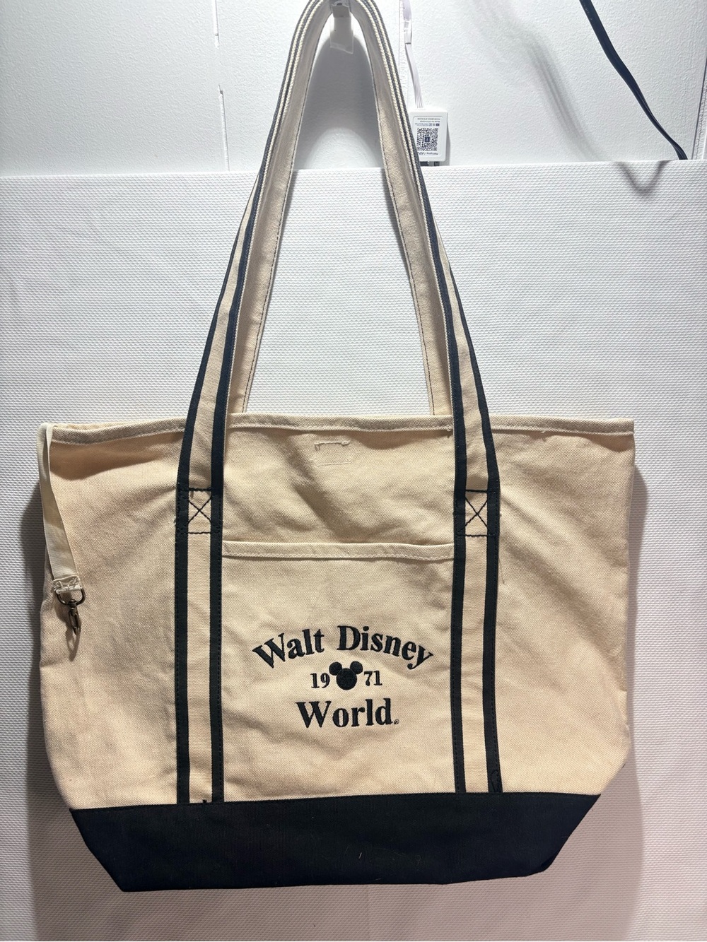 Disney Canvas Tote Bag in Beige and Black - Walt Disney World Print